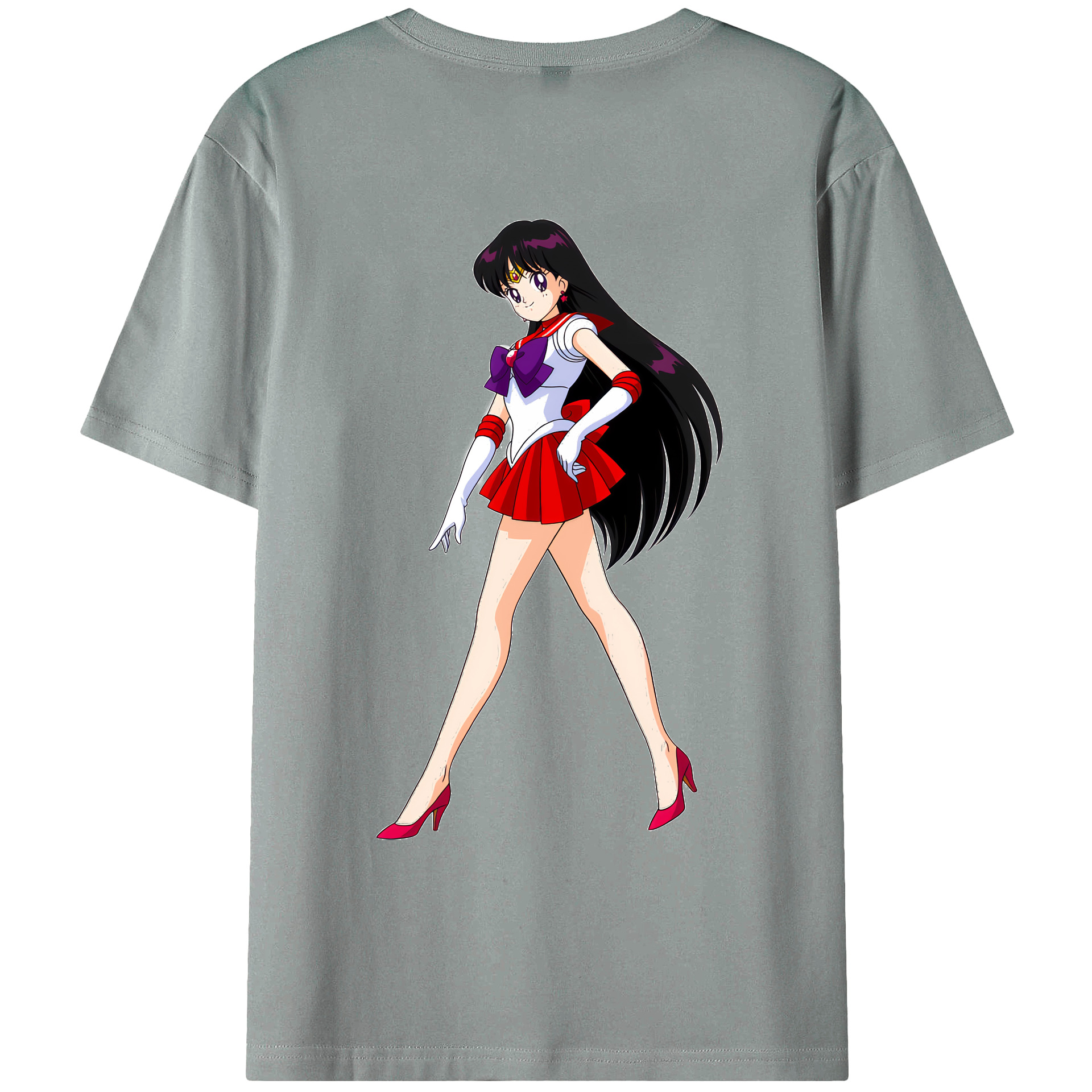 （画像用） 美少女戦士セーラームーン 火野レイ ひの レイ Sailor Moon Hino Rei （セーラーマーズ,Sailor Mars） 綿100％ メンズ半袖Tシャツ（バックプリント） 通気性